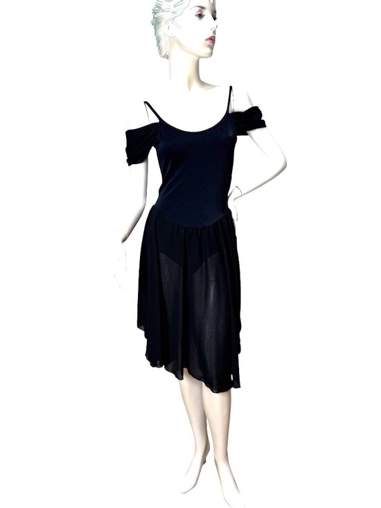 Capezio Dresses & Skirts - 1980s Capezio black off shoulder dance dress with leotard Size M